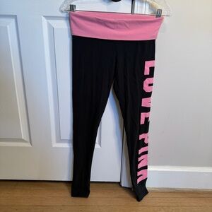 PINK Victoria's Secret Black Leggings with Pink Accents